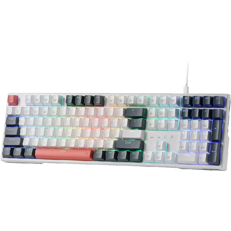 Trundle K668 - 104 Keys Wired Mechanical Keyboard White|Black|Orange (Red Switch)