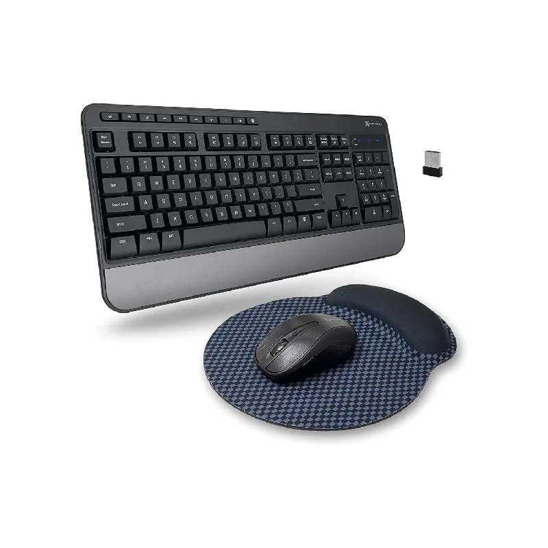 2.4G Wireless Mouse and Keyboard Combo - 3 in 1 Workflow Trio - 114 Key Cordless Keyboard and Mouse Combo with Mouse Pad - 10 Media Keys - Wireless Mouse Keyboard Combo for PC & Chrome