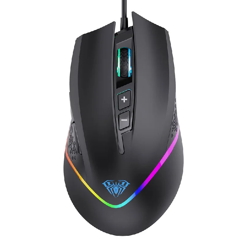 Aula Wind F805 Wired Rainbow Gaming Mouse 6400Dpi - Black