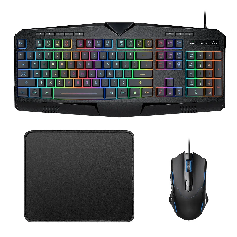 PC264 RGB Gaming Keyboard Mouse Mousepad Set, 3-in-1