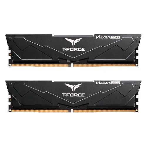 Team T-Force Vulcan 32GB Kit (2 x 16GB), DDR5, 6000MHz (PC5-48000), CL38, ECC, XMP 3.0, PMIC, DIMM Memory, Black