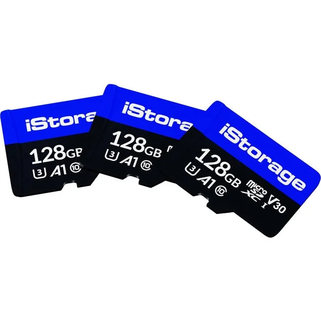 3 PACK iStorage microSD Card 128GB | Encrypt data stored on iStorage microSD Cards using datAshur SD USB flash drive | Compatible with datAshur SD drives only IS-MSD-3-128