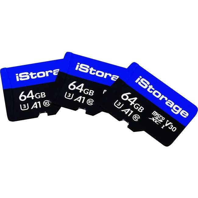 3 PACK iStorage microSD Card 64GB | Encrypt data stored on iStorage microSD Cards using datAshur SD USB flash drive | Compatible with datAshur SD drives only IS-MSD-3-64